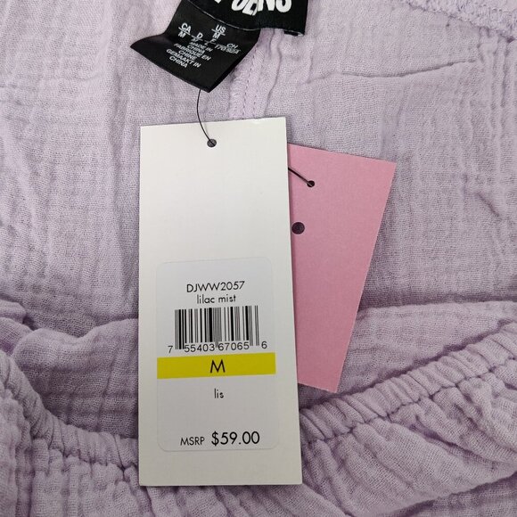 NEW Dkny Women's Crop Top Size M Purple Cotton Seersucker One Shoulder Boho Chic - Picture 5 of 9